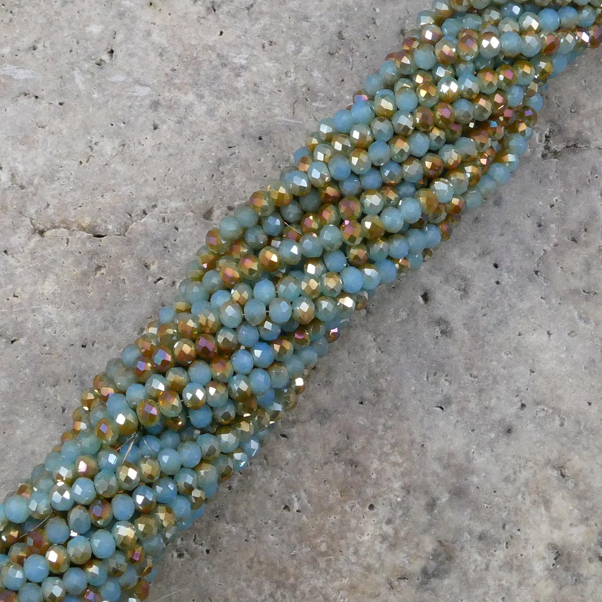 Crystal Faceted Rondelle Metallic Two Color, 2mm 4mm 6mm 8mm