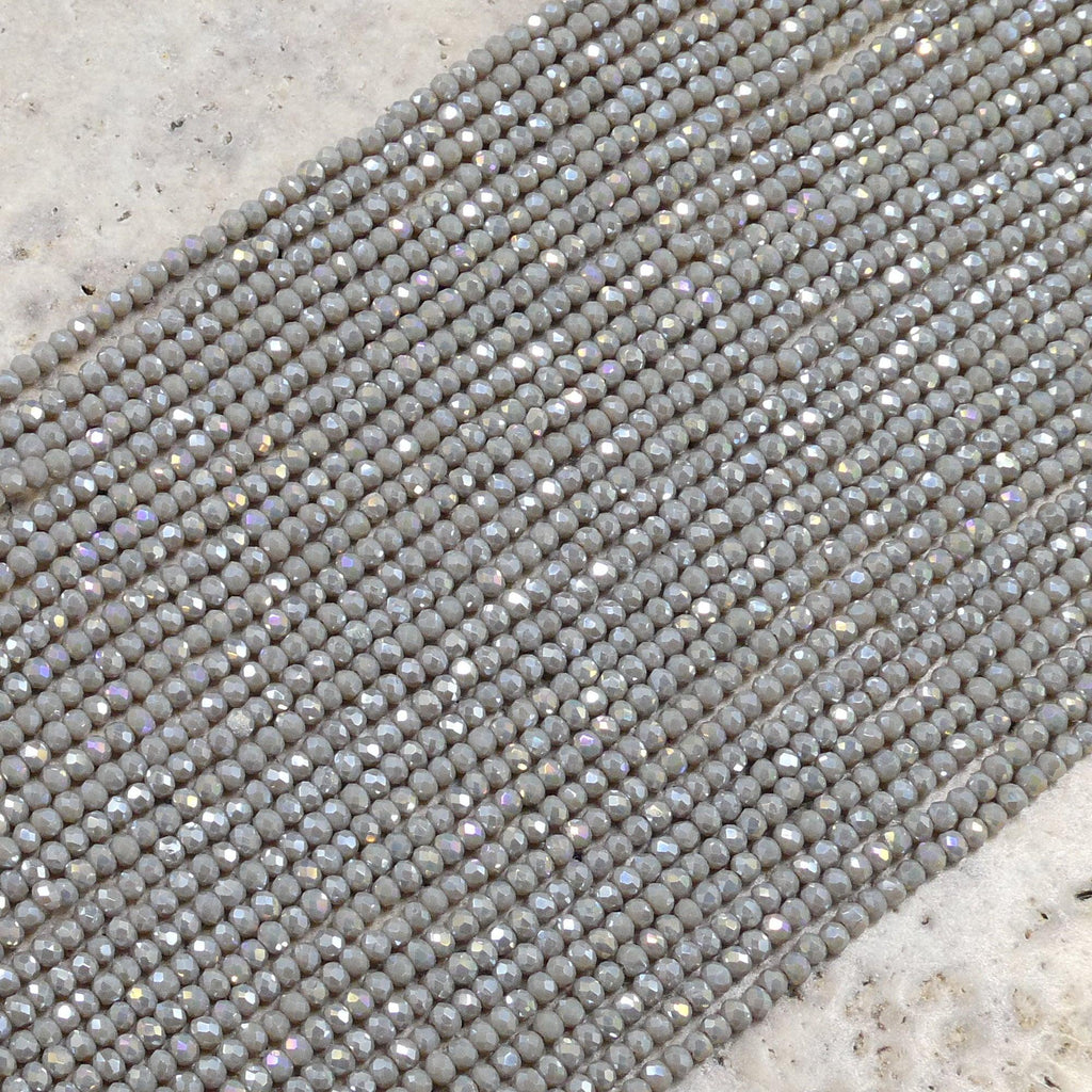 Crystal Faceted Rondelle Kendall Grey AB, 2mm 4mm 6mm 8mm