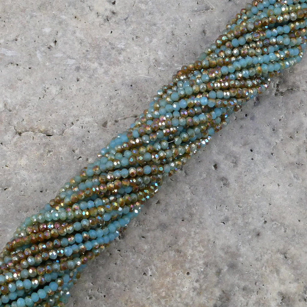 Crystal Faceted Rondelle Metallic Two Color, 2mm 4mm 6mm 8mm