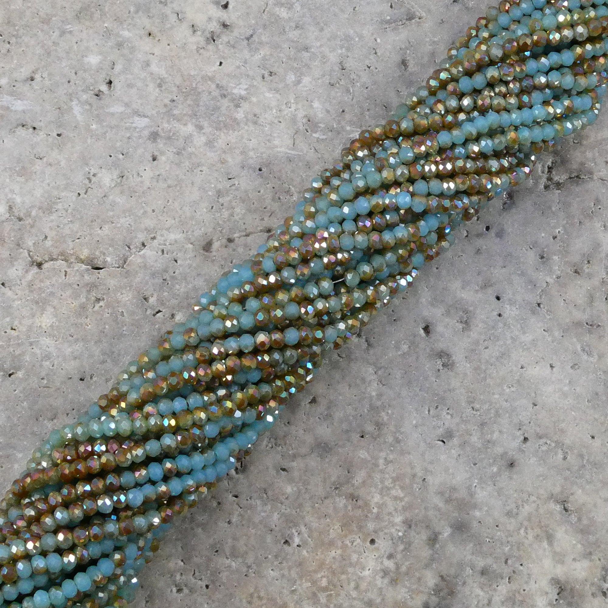 Crystal Faceted Rondelle Metallic Two Color, 2mm 4mm 6mm 8mm