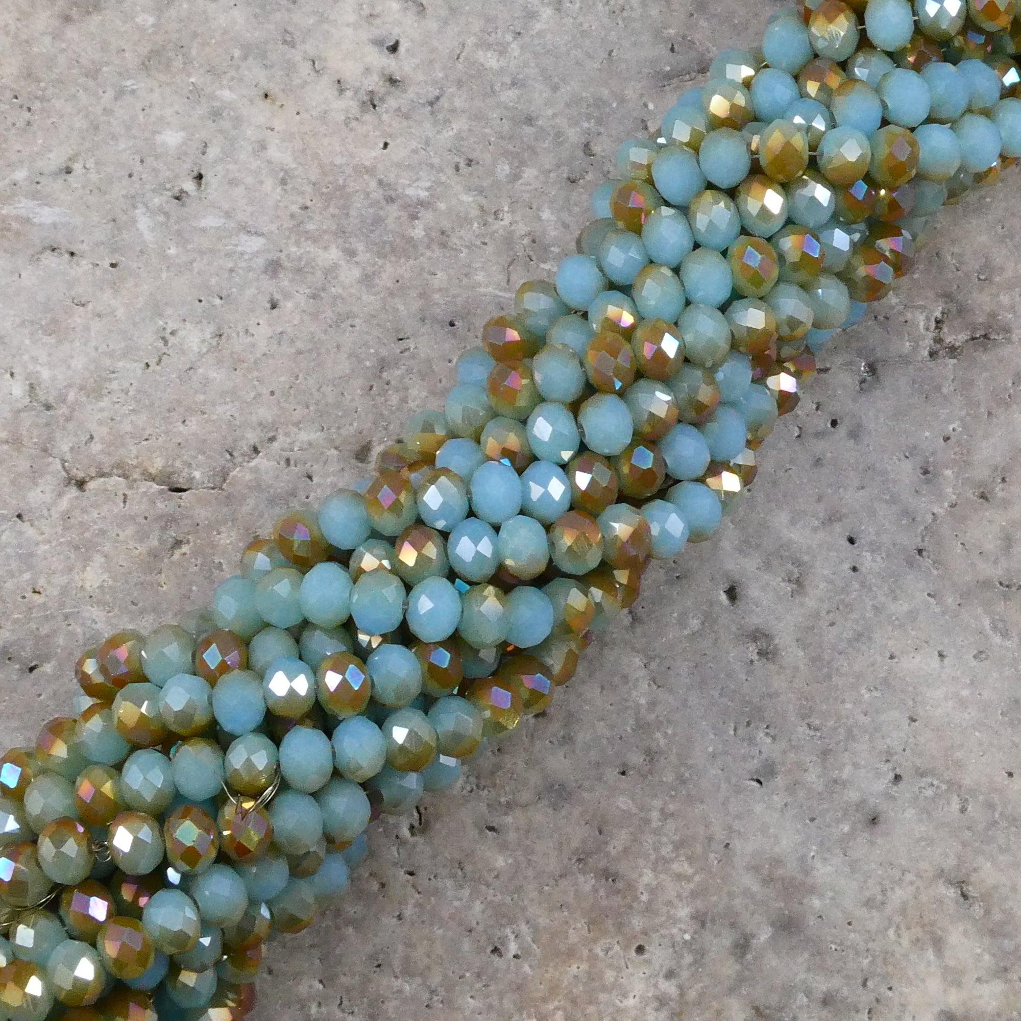 Crystal Faceted Rondelle Metallic Two Color, 2mm 4mm 6mm 8mm