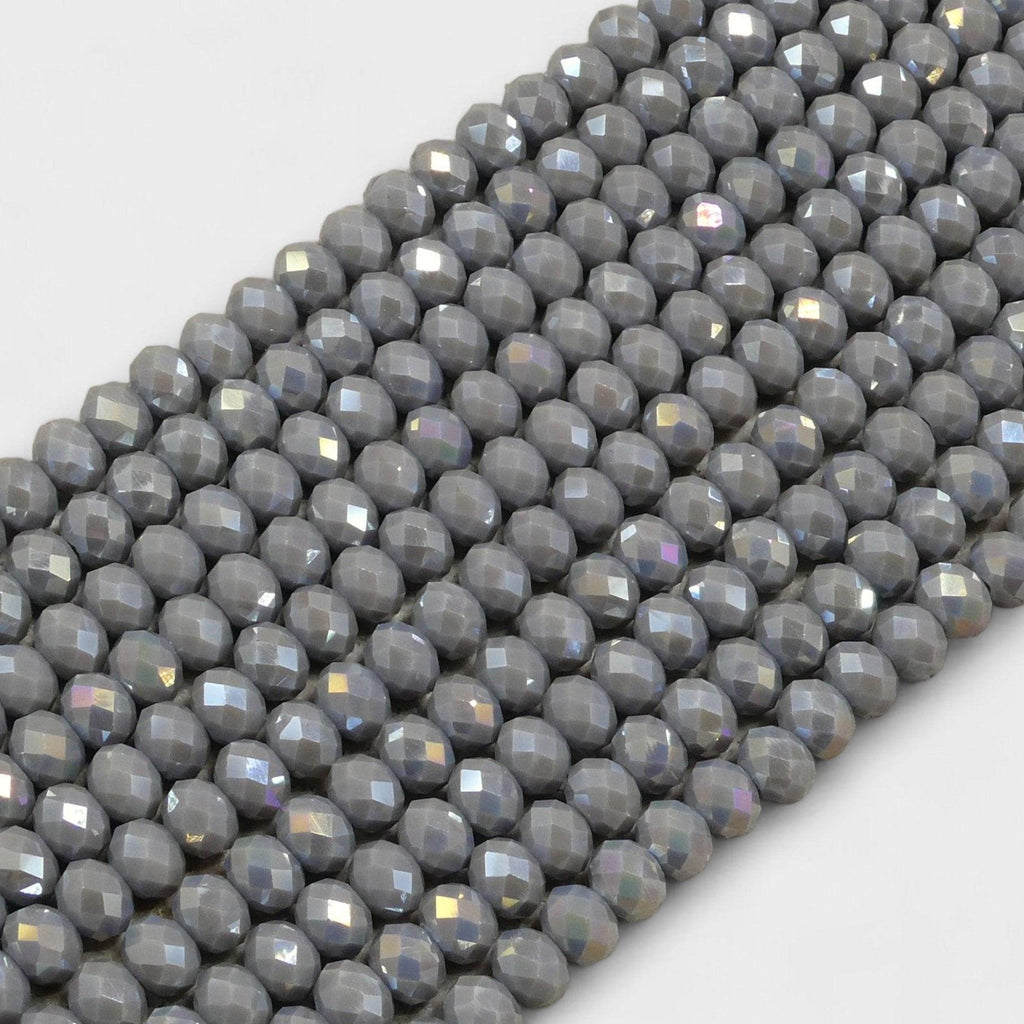 Crystal Faceted Rondelle Kendall Grey AB, 2mm 4mm 6mm 8mm